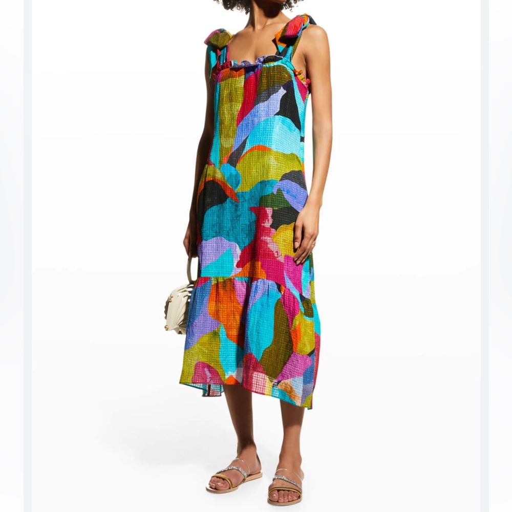 Marie Oliver Maya Printed Seersucker Midi Dress